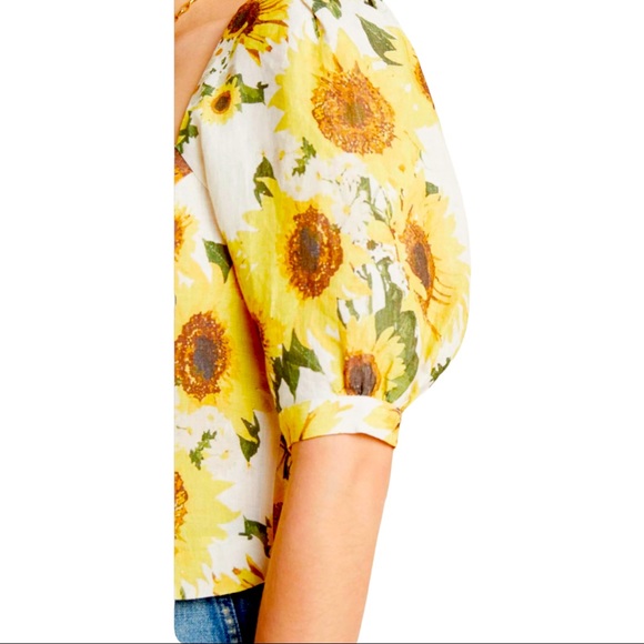 Tracy Reese Hope for Flowers x Anthropologie Sunflower 14 / Lg Yellow Linen Top - Picture 3 of 7